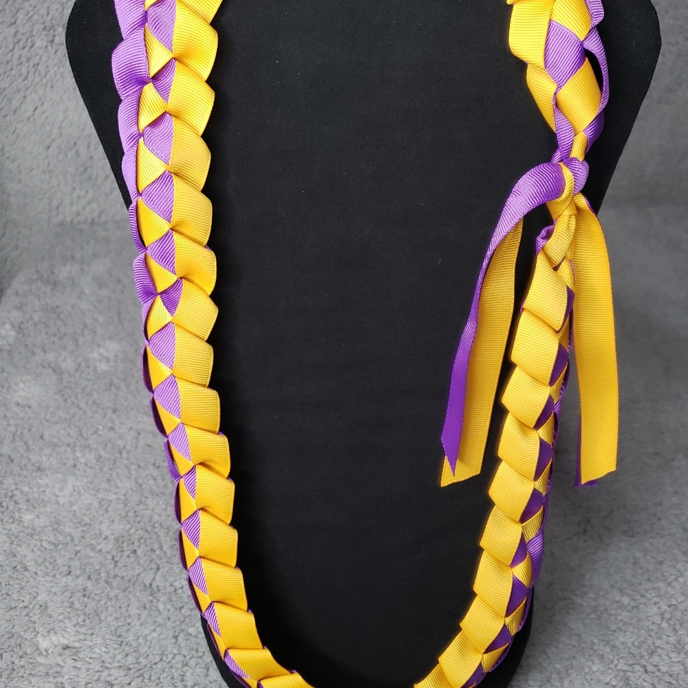 Ribbon Lei Maize Yellow and Purple 18.5 -inches